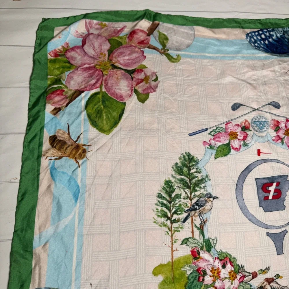 Simmons Bank Championship Golf Arkansas Print Satin Square Scarf Classic Elegant